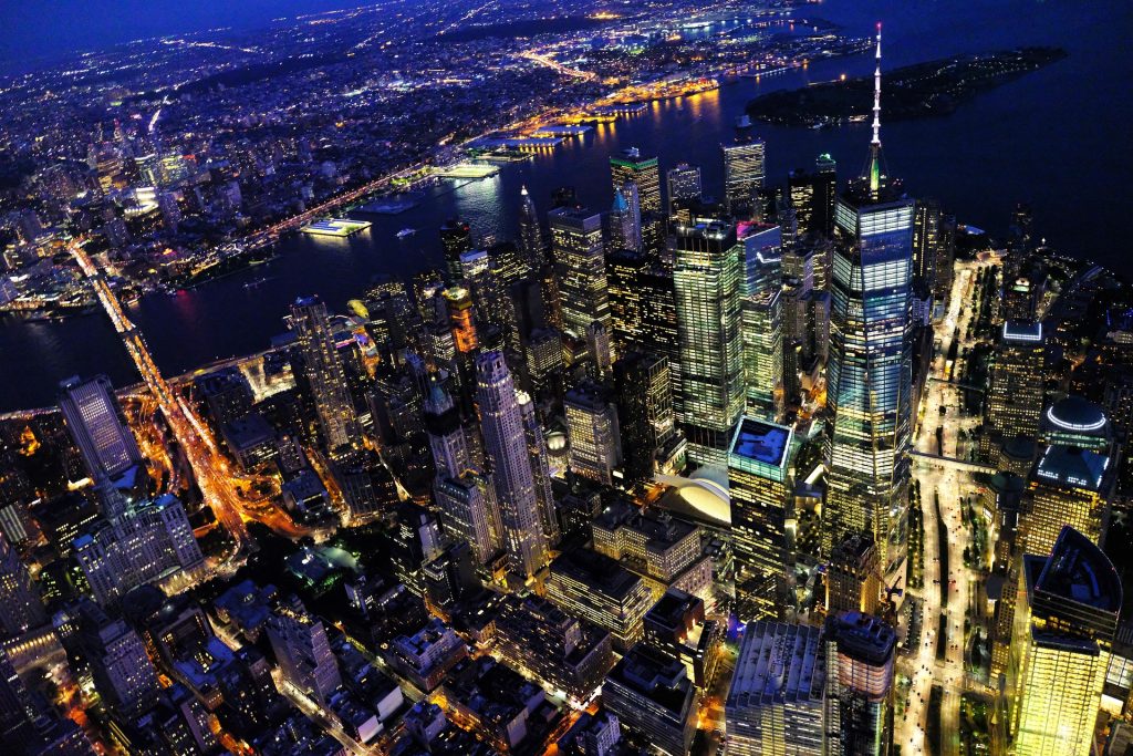 aerial view of lower manhattan new york city